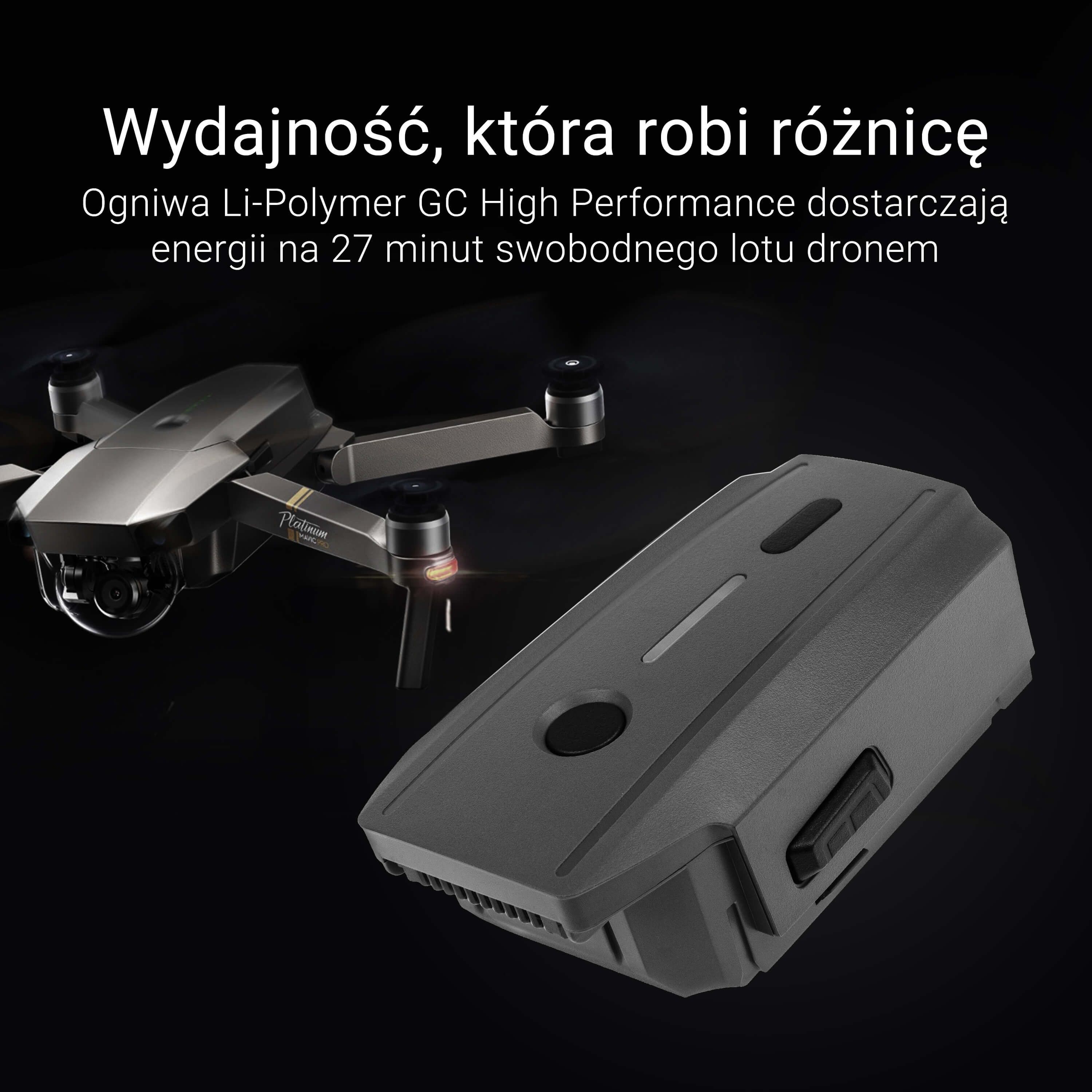 Bateri Green Cell për dron DJI Mavic Pro, 11.4V, 3830mAh, 43.6Wh, e hirtë