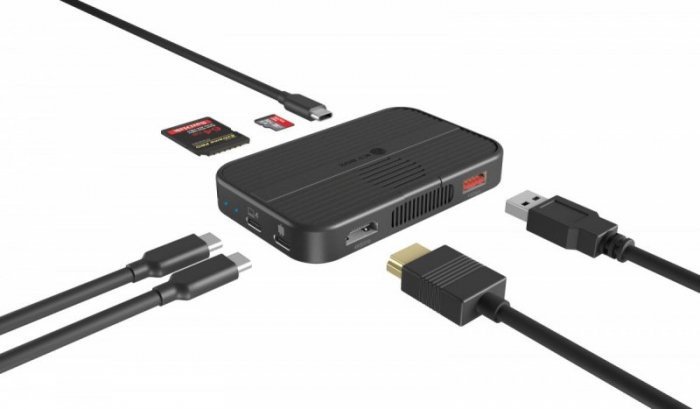Docking station ICY BOX IB-DK4071M-CU31, 7 në 1, M.2 NVMe SATA, gri