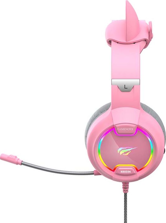 Kufje gaming Havit Gamenote H2233D, me mikrofon, RGB, rozë