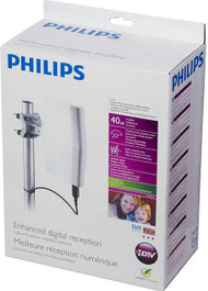 Antena RTV Philips SDV8622/12, përforcim 40 dB, me kabllo 6 m, e zezë