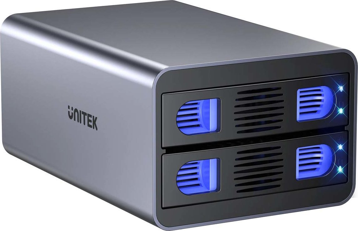 Kutizë RAID Unitek S1308B01, 4 slote SATA 2.5"/3.5", deri 40TB, USB 5Gb/s, gri