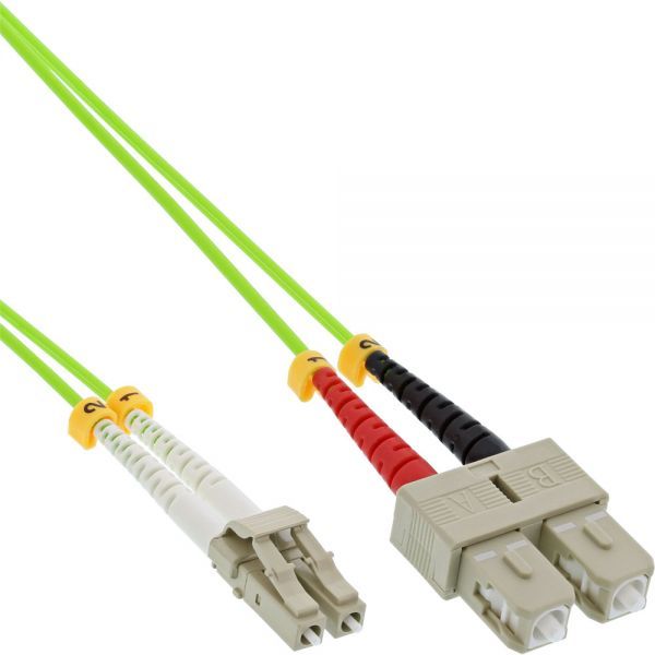 Kabllo fibër optike InLine 88655Q, Duplex LC në SC, OM5 50/125µm, 15m, jeshile