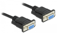 Kabllo null modem Delock 87308, DB-9 F në DB-9 F, 50 cm, e zezë