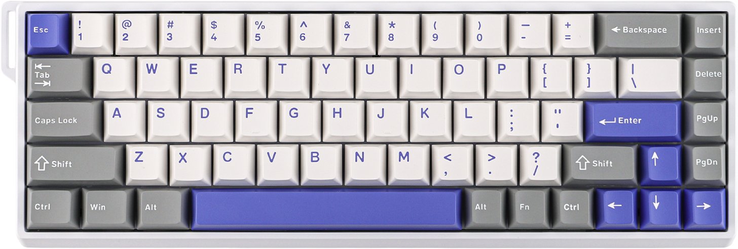 Tastierë me kabllo AULA WIN68 HE Max, 65%, RGB, gri e bardhë e purpurt