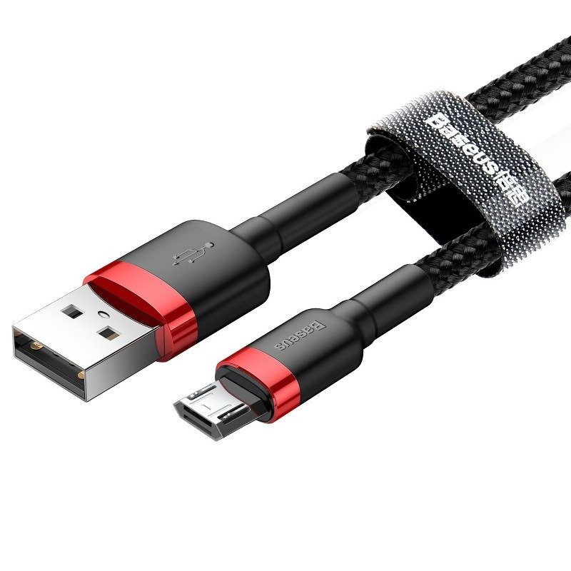 Kabllo USB Baseus CAMKLF C91, USB A në microUSB, 2 m, e zezë kuqe