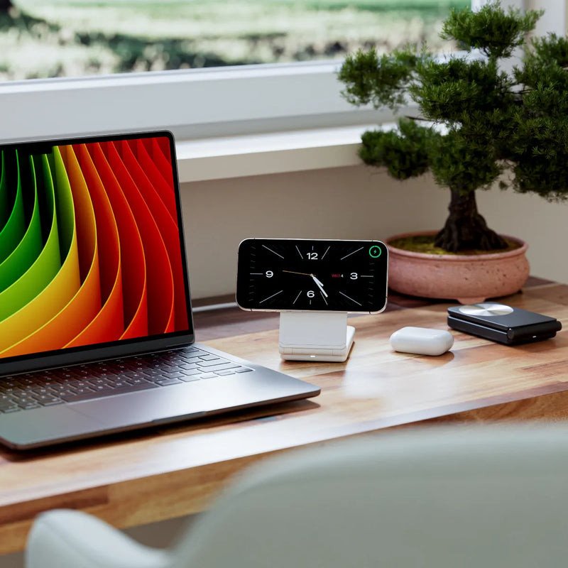 Karikues wireless 3 në 1 Alogic YOGA, qëndrim palosës, 15W, i bardhë