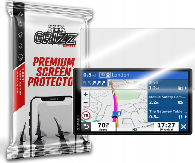 Xham mbrojtës hibrid GrizzGlass HybridGlass Garmin DriveSmart 55, kristal i tejdukshëm