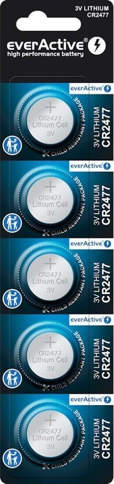 Литиумски батерии ЕверАктив CR2477, сет 5 парчиња, 3V