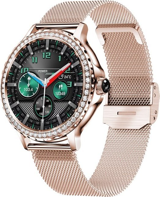 Smartwatch për gra Veltori VT320-1, ekran 1.30", Bluetooth 5.0, ar me rrip rozë