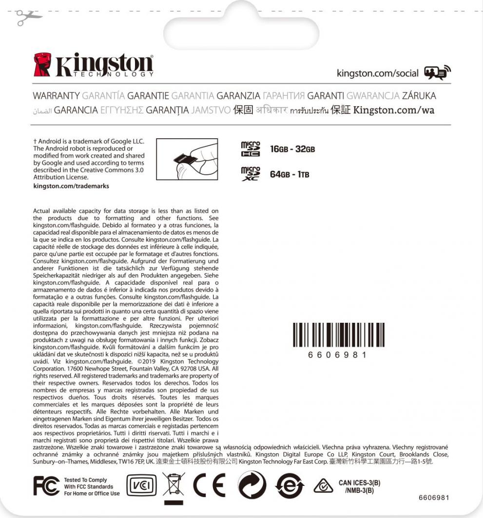 Kartë memorie Kingston Canvas Select Plus microSDXC, 64 GB