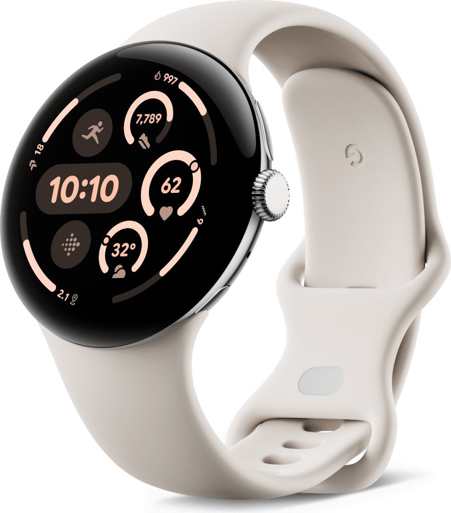 Orë Smart Google Pixel Watch 3 WiFi, 45mm, kornizë argjend, rrip Porcelain