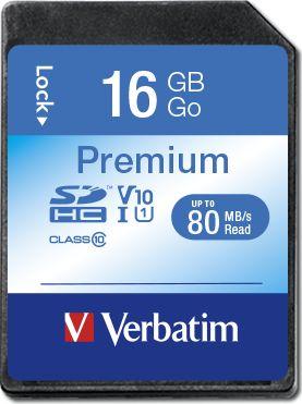 Kartë memorie SDHC Verbatim Premium UHS-I/U1 V10 (43962), 16 GB, klasa 10