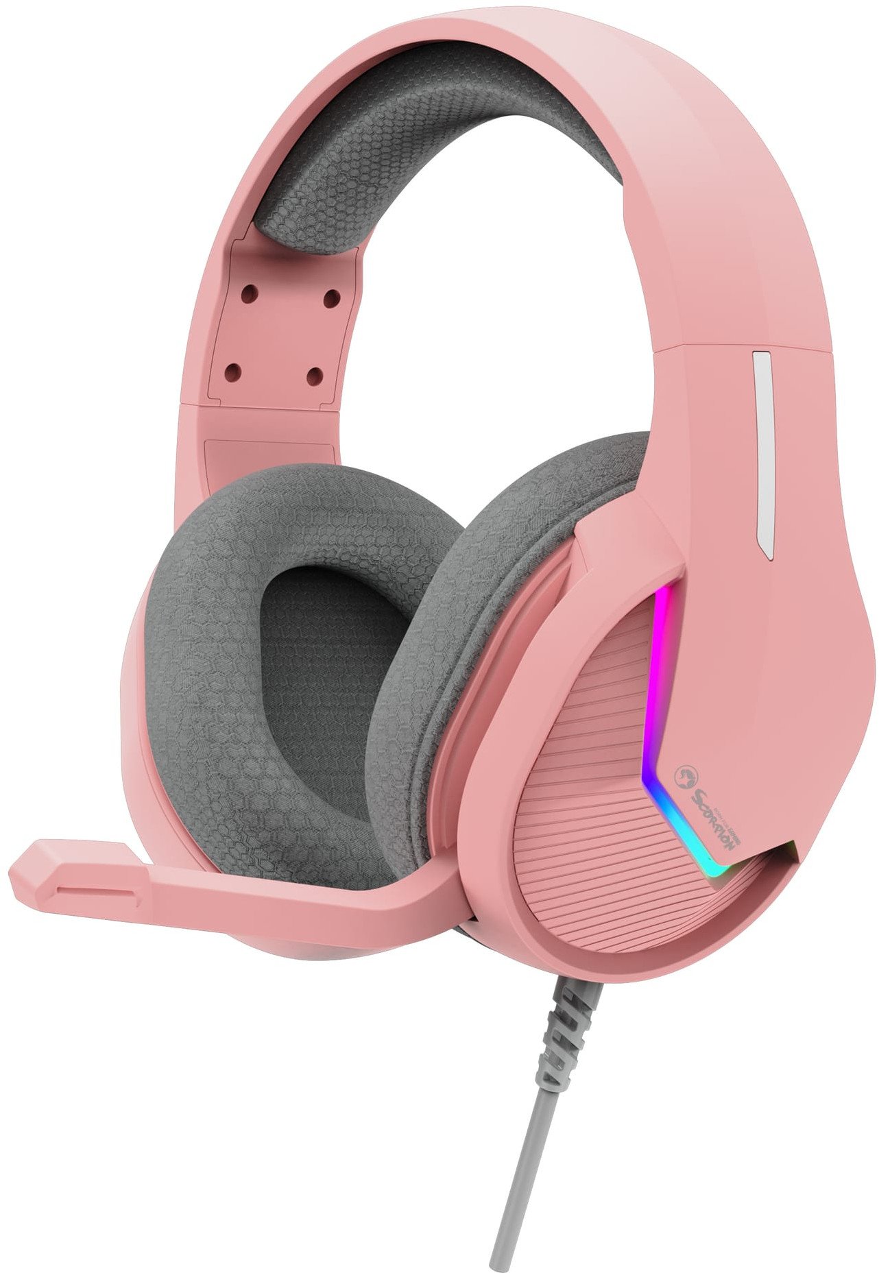 Kufje gaming Marvo TACTIC 40, me mikrofon, USB, me ndriçim, rozë