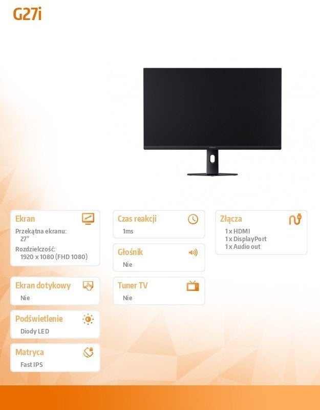 Monitor Xiaomi G27i, 27", FHD 1080p, 200Hz, IPS, i zi