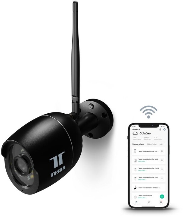 Kamerë e jashtme Tesla Smart 2K, e zezë