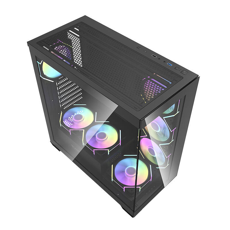 Kasa PC DarkFlash DS900, ATX MIDI Tower, 7 ventilatorë ARGB, e zezë