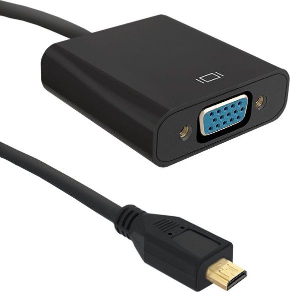 Përshtatës Qoltec HDMI Micro - D-Sub (VGA) + Jack 3.5mm, i zi