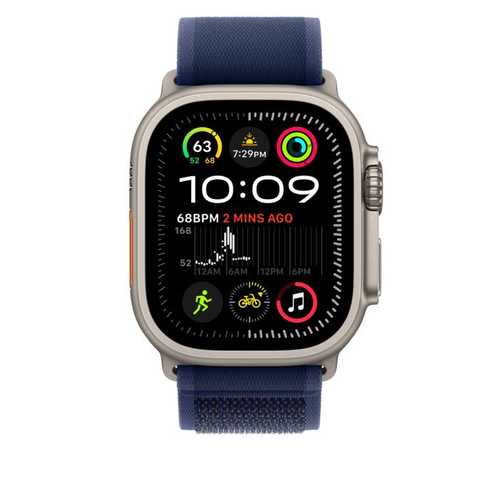 Apple Watch 49mm Loop, Blue Trail Loop, Natural Titanium Finish, S/M