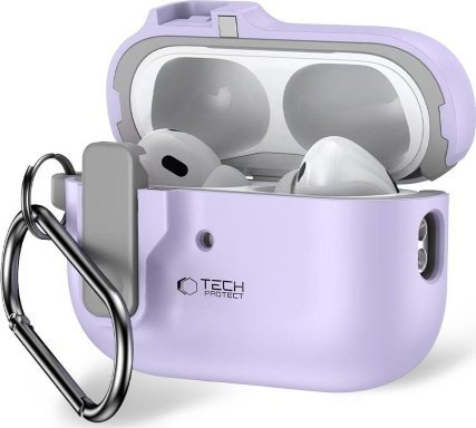 Mbulesë Tech-Protect Slim Hook për Apple AirPods Pro 1 2, polikarbonat, me karabinë, livando