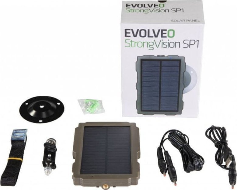 Panel diellor Evolveo StrongVision SP1, për kamera gjahu, IP65, i zi