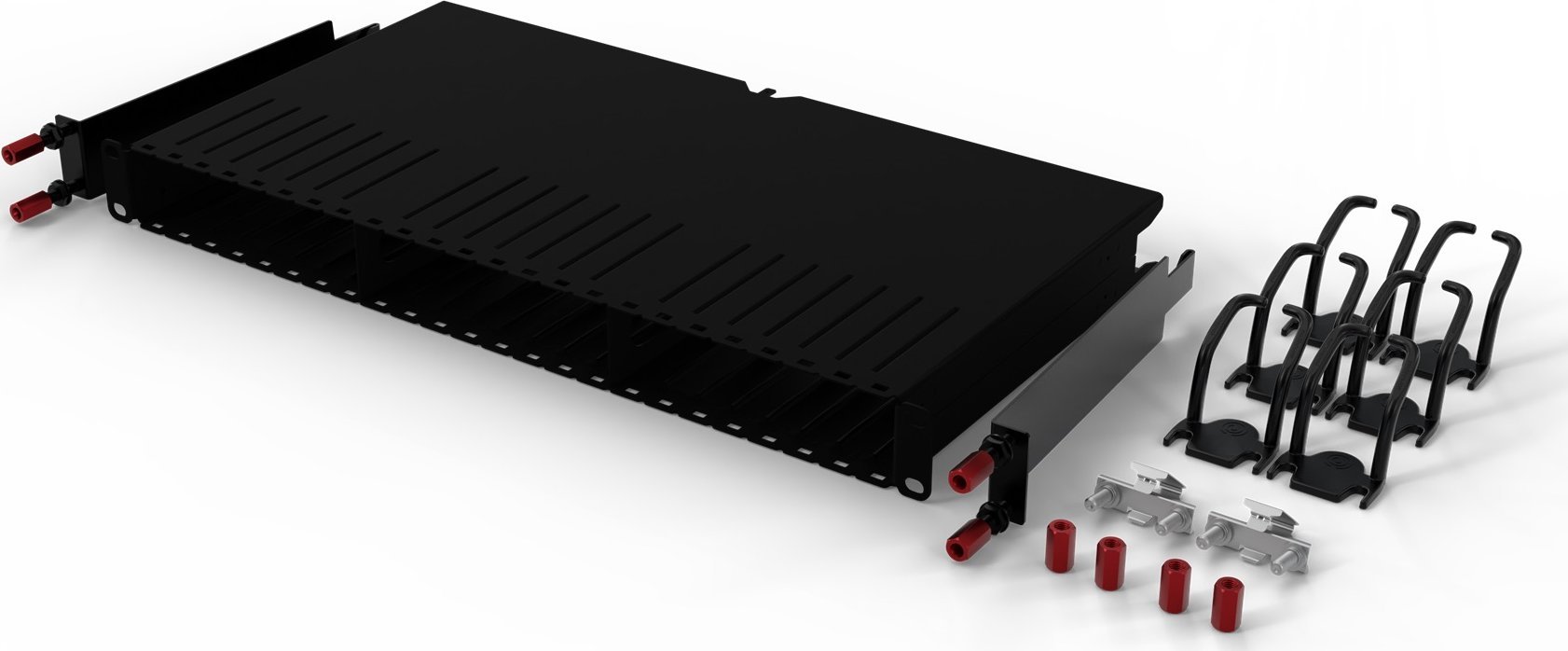Kornizë rack PATCHBOX One Frame, për 19", 24 kaseta kabllosh, e zezë