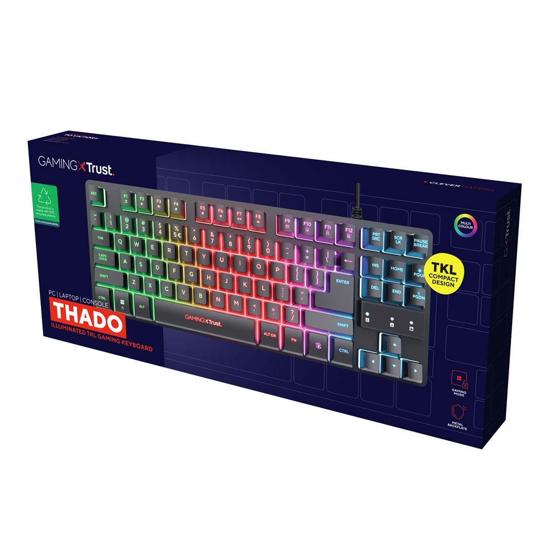 [OUTLET] Tastierë Gaming Trust GXT 833 Thado, USB, e zezë / e hirtë