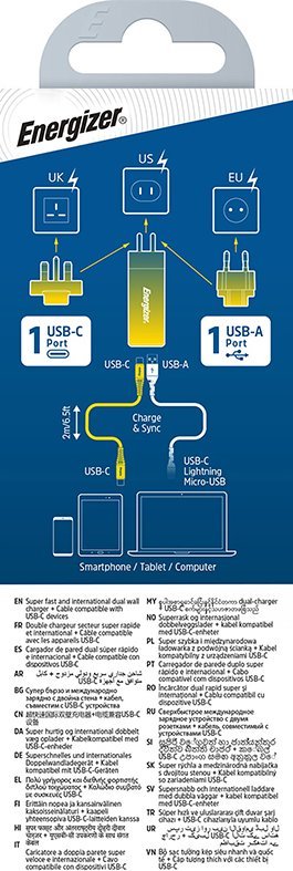 Karikues muri Energizer A65MUC, Power Delivery dhe Quick Charge, universal, i zi