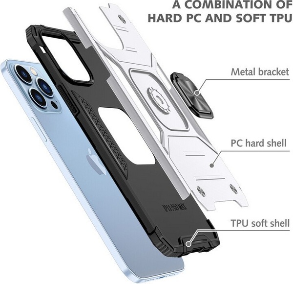 Mbrojtëse Lenuo Union Armor për iPhone 13 Pro, i argjendtë