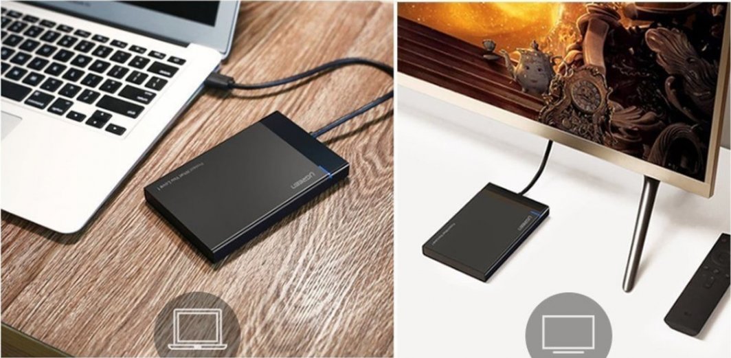 Kuti e jashtme Ugreen Pocket US221, 2.5" HDD SSD, SATA 3.0, USB C, e zezë