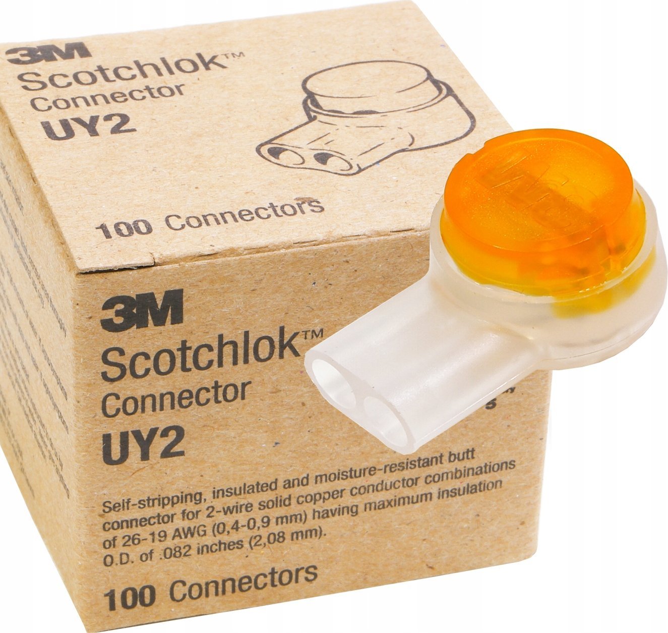 Konektor njëpërçues Corning 3M Scotchlok UY2, set 100 copë, transparent