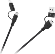 Kabllo karikimi CABLETECH KPO3943, USB A USB C në Lightning Micro USB USB C, 1m, e zezë