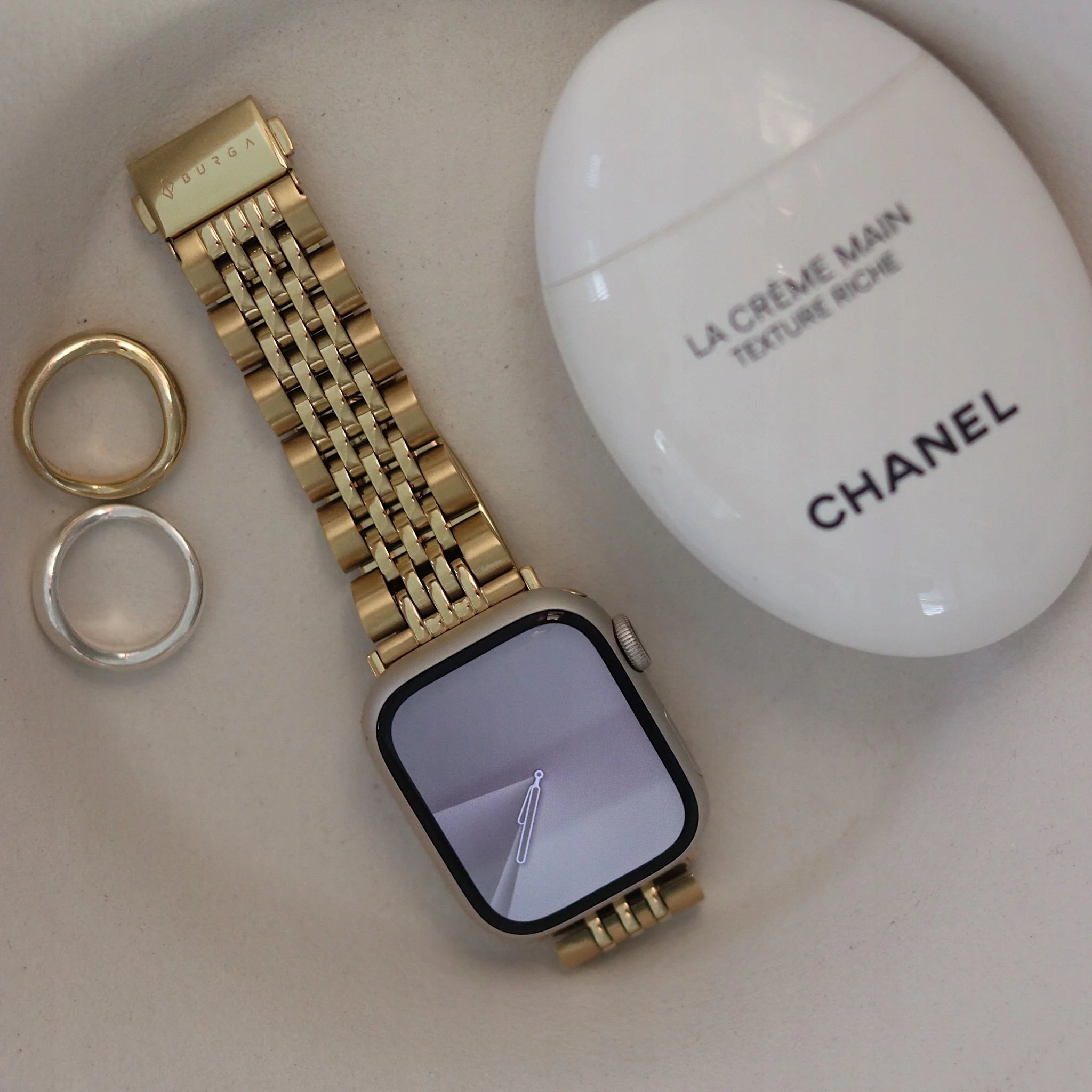 Rrip dore për Apple Watch Chic Royal, metal inox, 38mm 40mm 41mm, ngjyrë ari