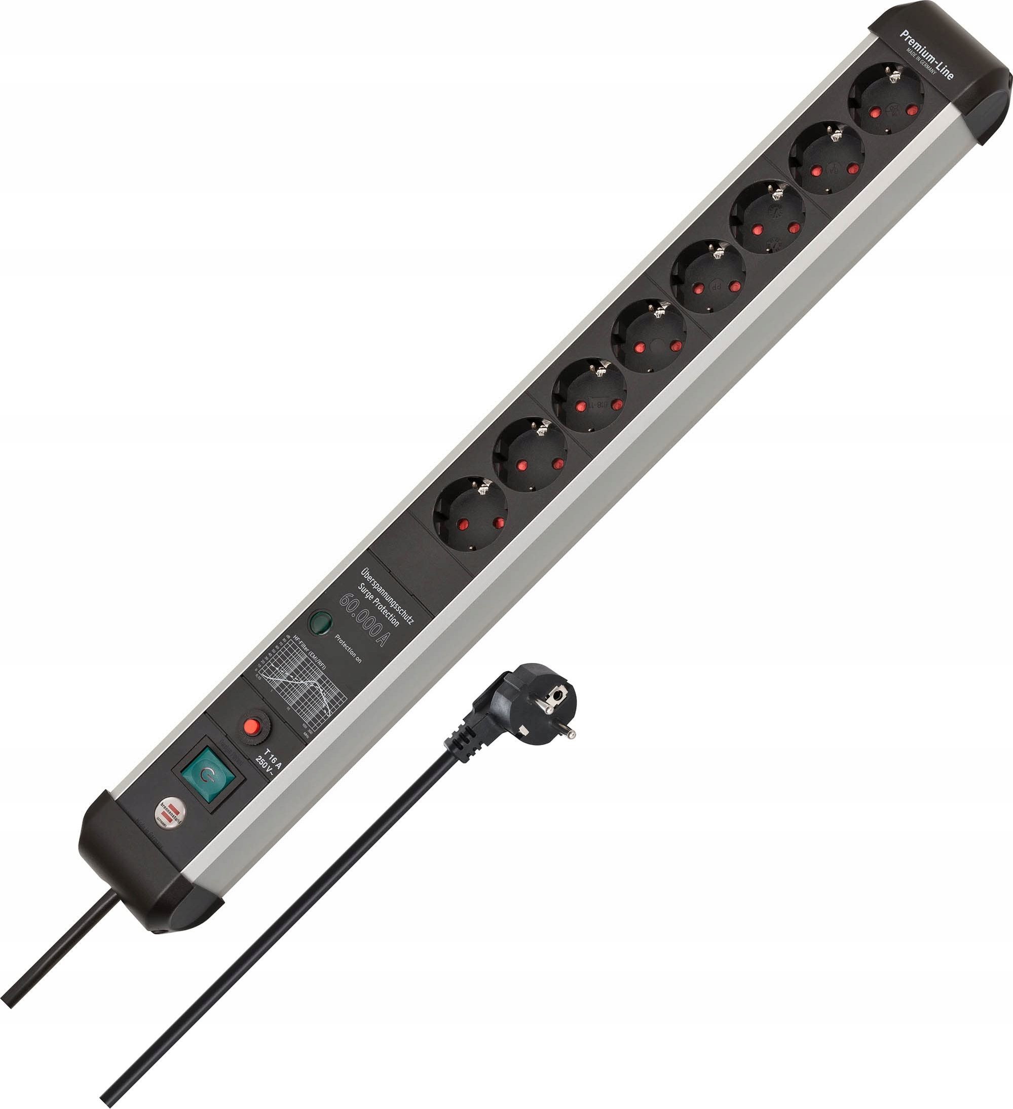 Продолжен приклучок Brennenstuhl Premium Protect Line 1391010800, 8 излези, 3 m, црна