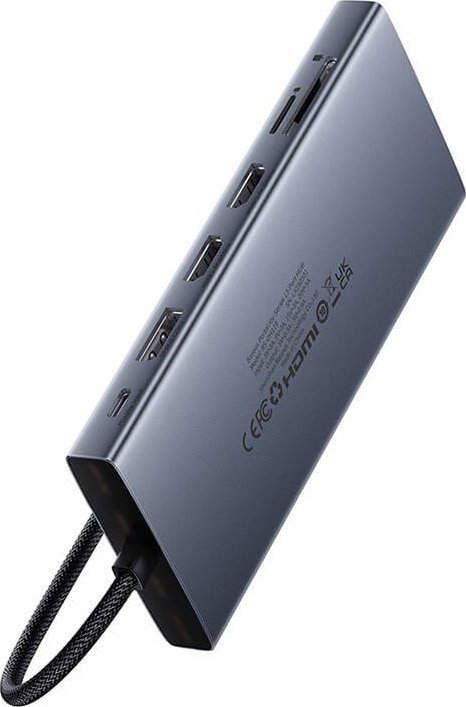 Hub USB C Baseus Portaljoy 13 in 1, HDMI DP VGA, RJ45 PD, gri