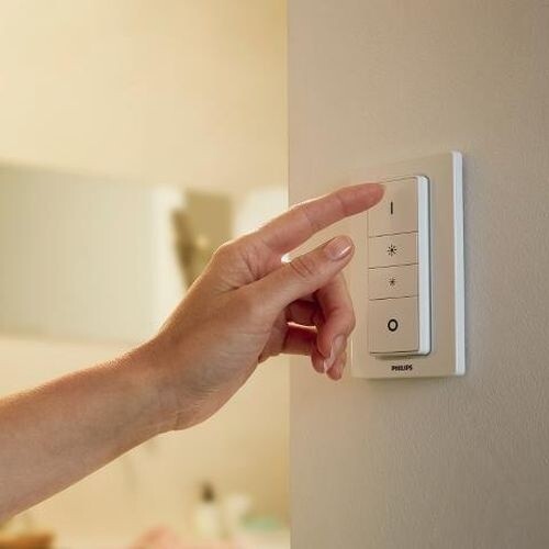 Dritë Philips Hue White Ambiance Buckram BT 50472/31 / P6, me telekomandë, e bardhë