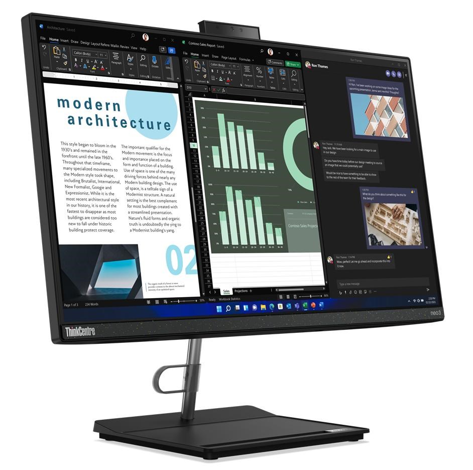 Kомпјутер All-in-One Lenovo ThinkCentre neo 30a, 23.8" Full HD, i5-1240P, 8GB RAM, 512GB SSD, црн