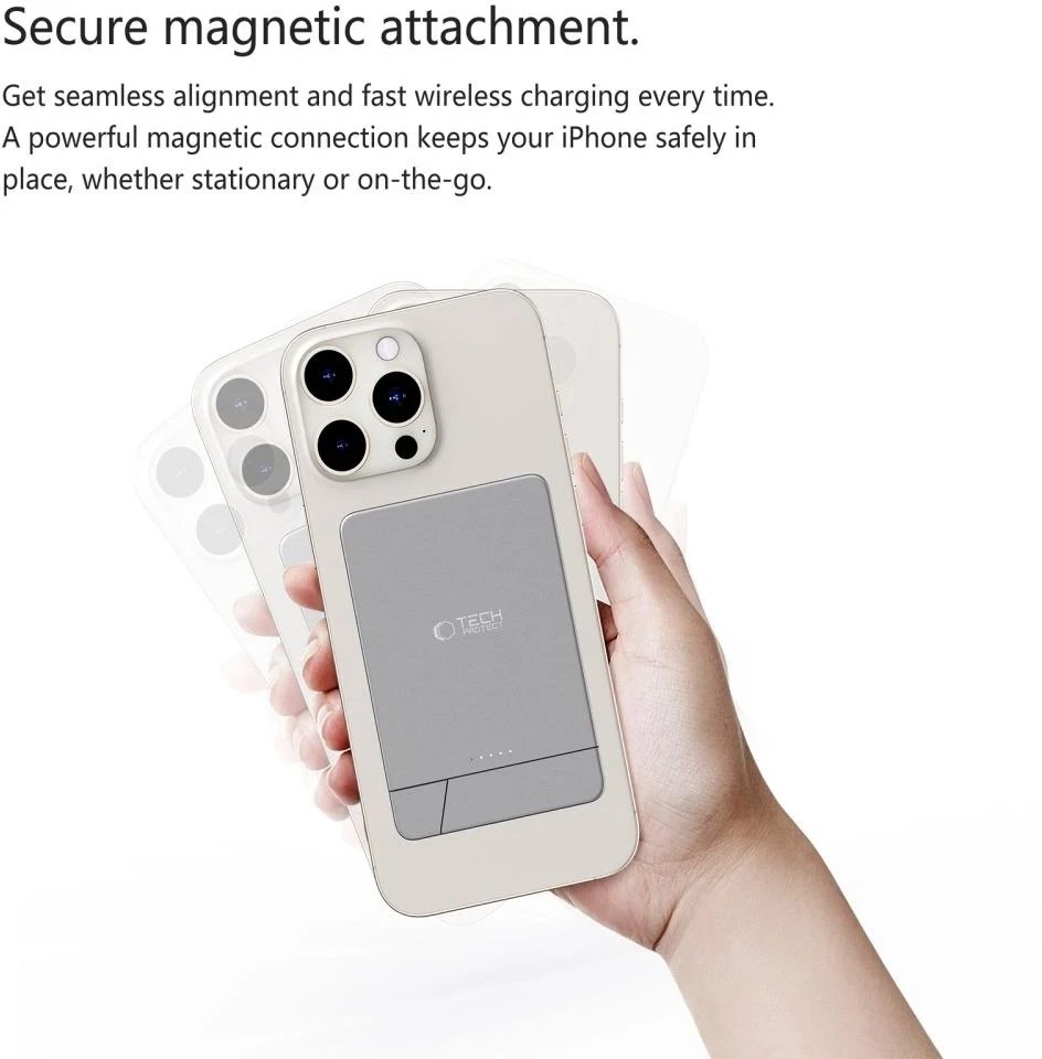 Power bank Tech-Protect PB14 LifeMag MagSafe, 5000mAh, USB C, gri hapësinor