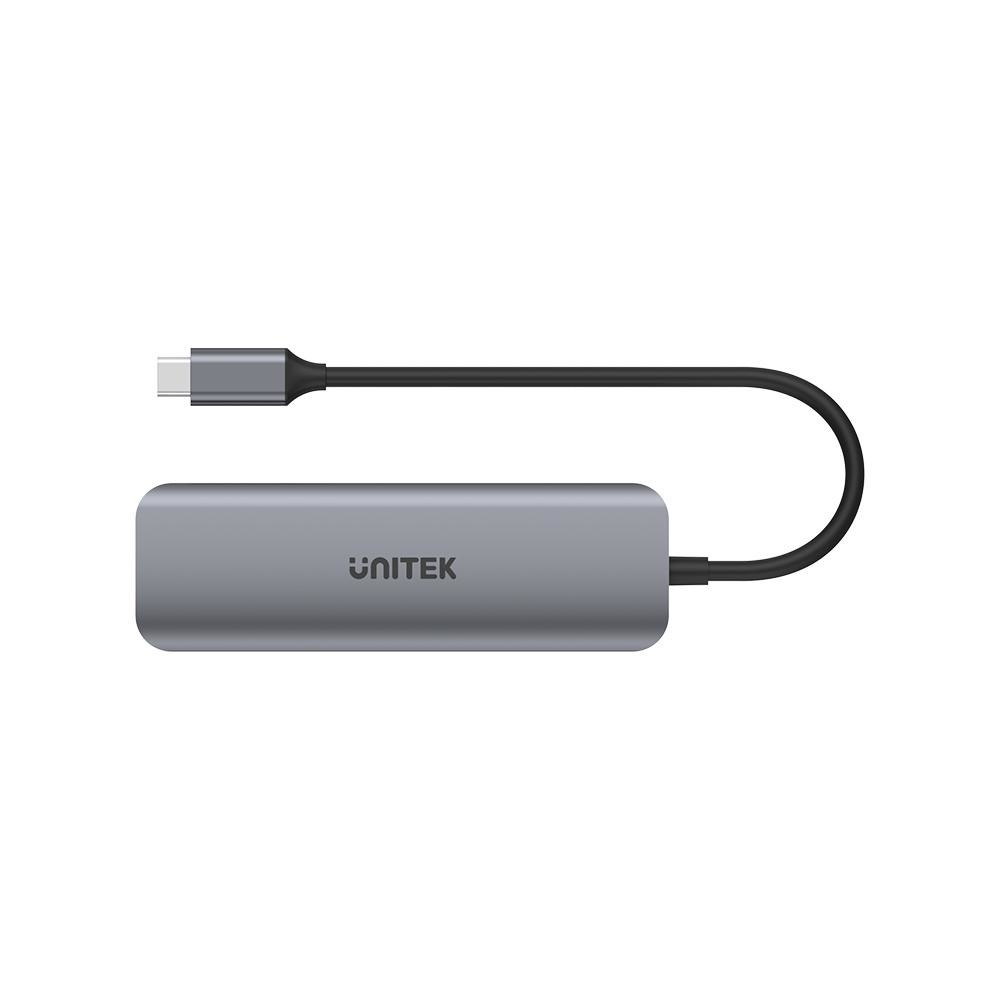Përshtatës USB-C Unitek UHUB P5+, 4 porte USB-A, 12W, i hirtë