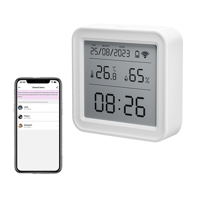 Sensor smart temperature dhe lagështie Gosund ST17, Zigbee, ekran LCD, i bardhë