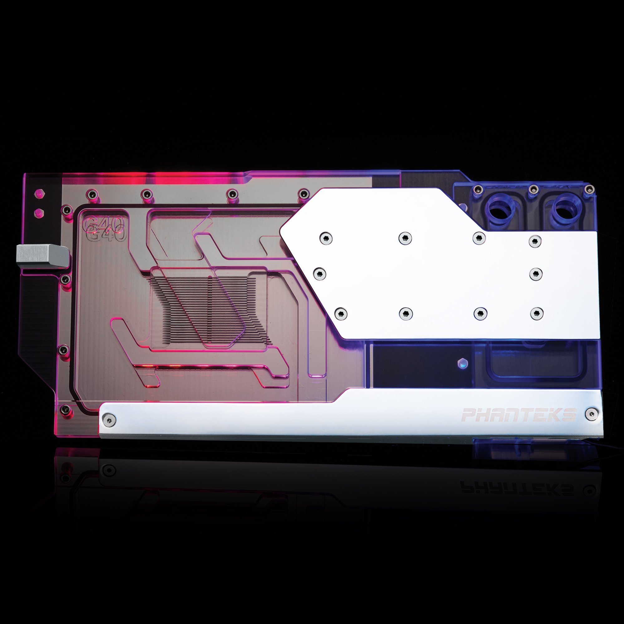 Bllok uji për GPU Phanteks Glacier G40, backplate, transparent me të bardha