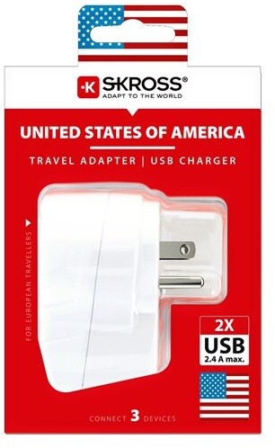 Adapter për udhëtim SKROSS USA 2x USB për përdorim në Amerikë