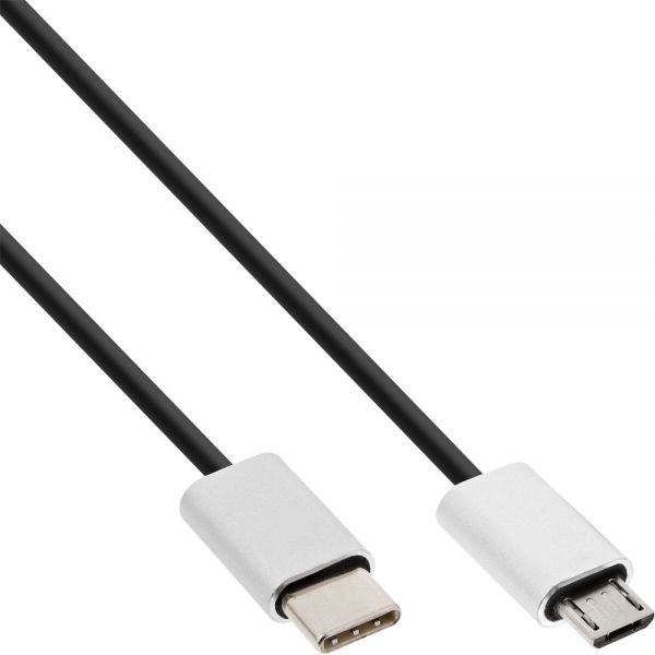 Kabllo InLine 35846, USB-C - microUSB, 0.5m, e zezë