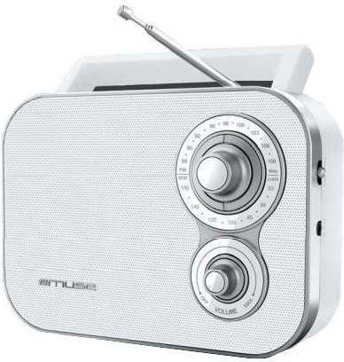 Radio portative Muse M-051 RW, 2 banda FM MW, hyrje Aux, e bardhë
