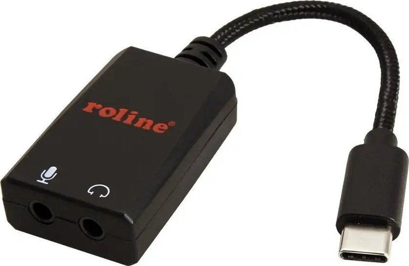 Adapter audio Roline USB Type C në 2x 3.5mm, 0.13m, i bardhë