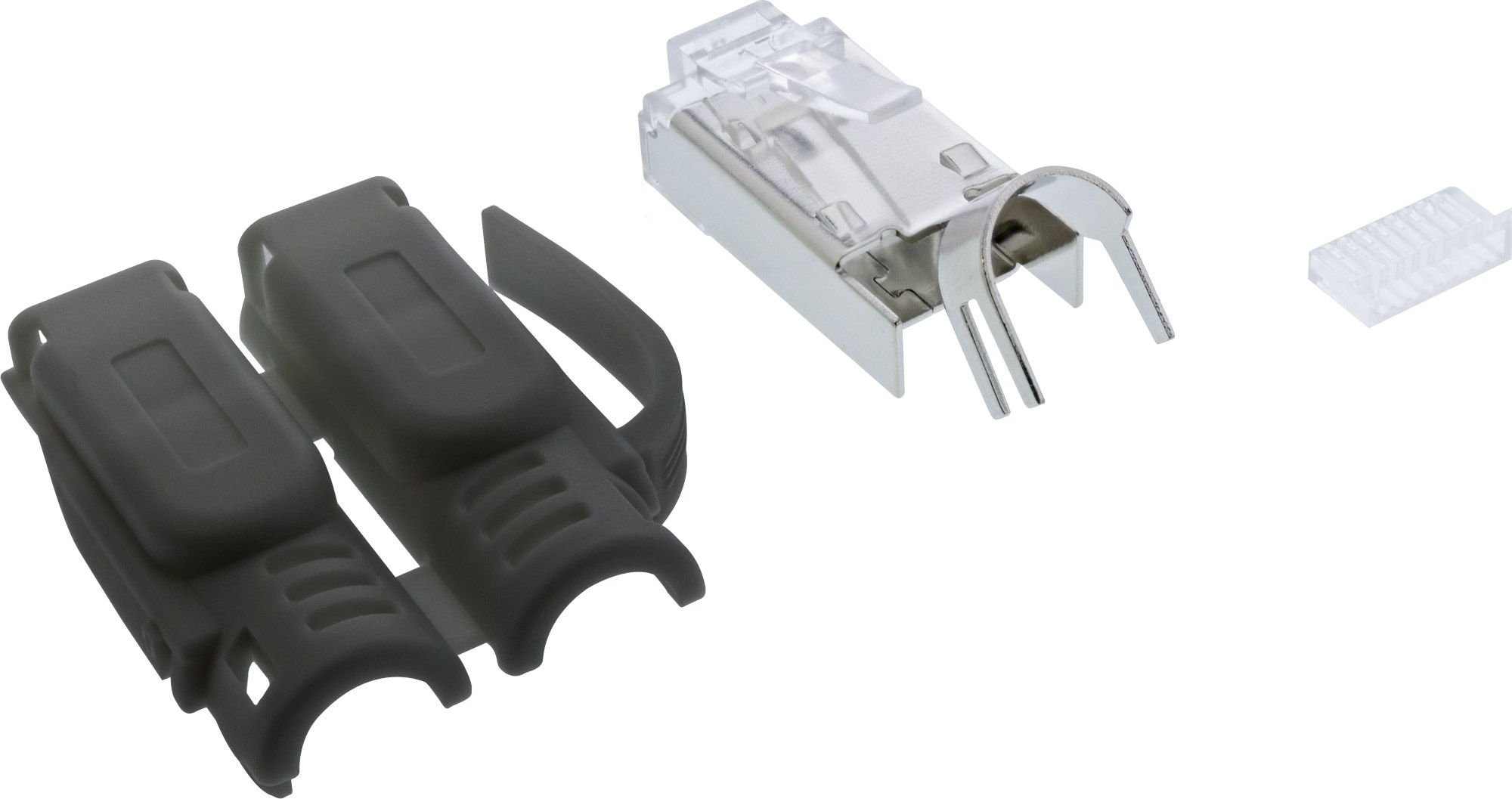Prizë rrjeti InLine Crimp Plug Cat.6A RJ45, e mbrojtur, set 10 copë, e zezë