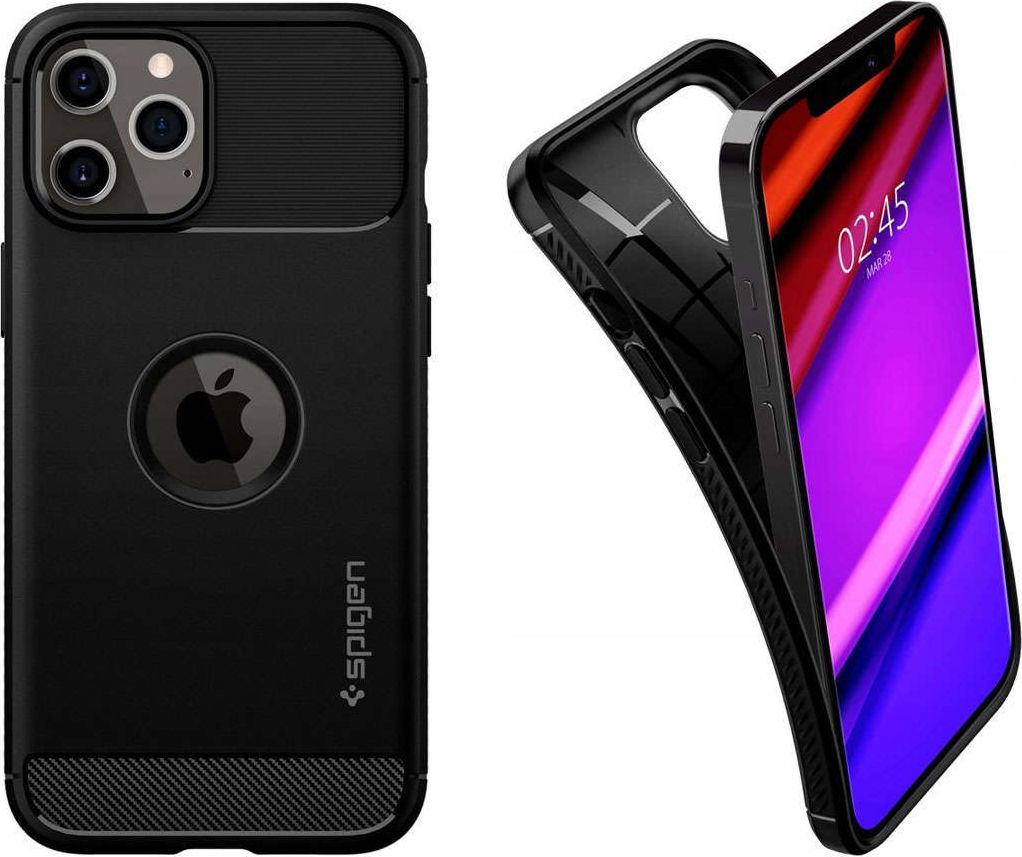 Mbrojtëse Spigen Rugged Armour për iPhone 12/12 Pro 6.1, e zezë mat