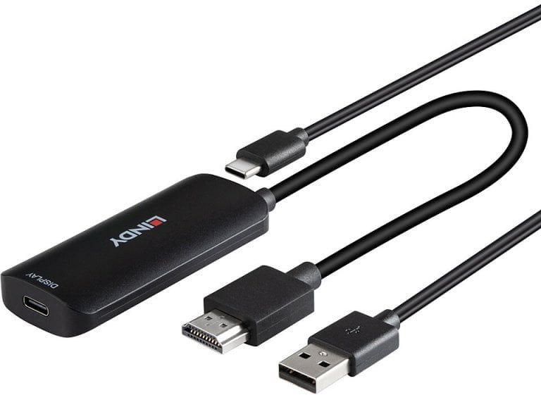 Adapter video Lindy Converter, HDMI në USB C, 4K, i zi