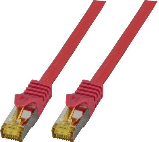 Kabllo patchord EFB, S / FTP, Cat.6A, LSZH, Cat.7, 0.25 m, e kuqe
