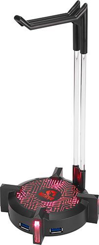 Mbajtëse për kufje Marvo, RGB, plastike, e zezë