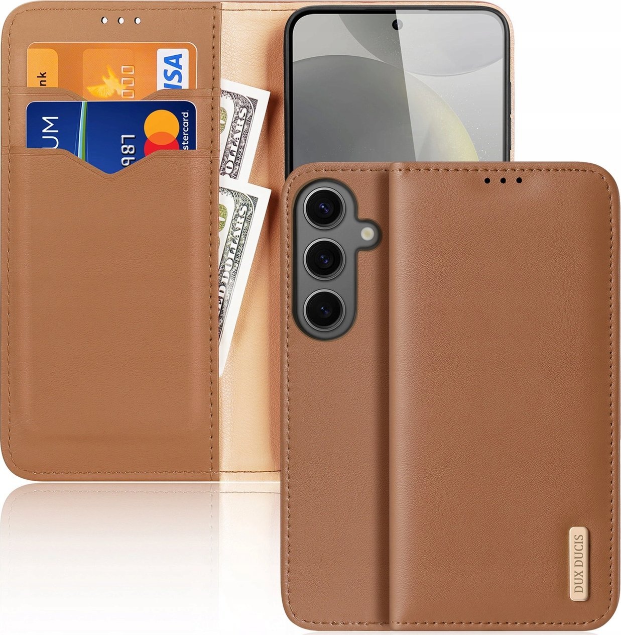 Mbulesë telefoni DUX DUCIS Samsung Galaxy S24 Plus Hivo, me kapak, me xhepa kartash, kafe